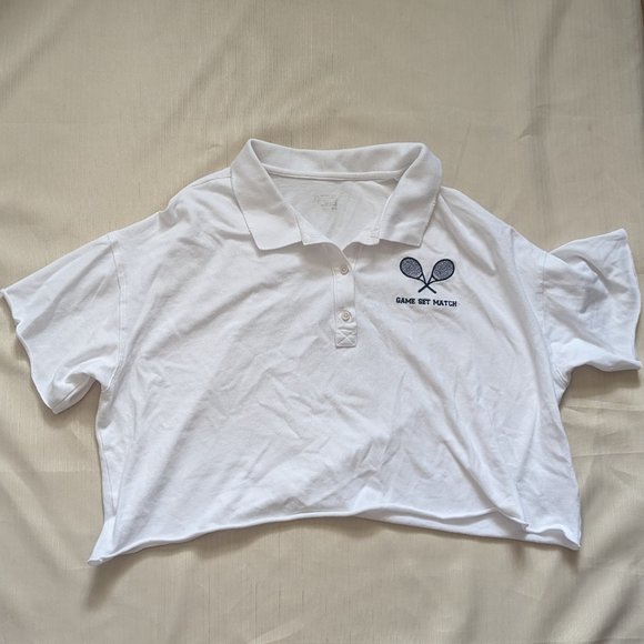 American Eagle Outfitters Offline By Aerie Cropped Polo White Size M - Picture 4 of 6